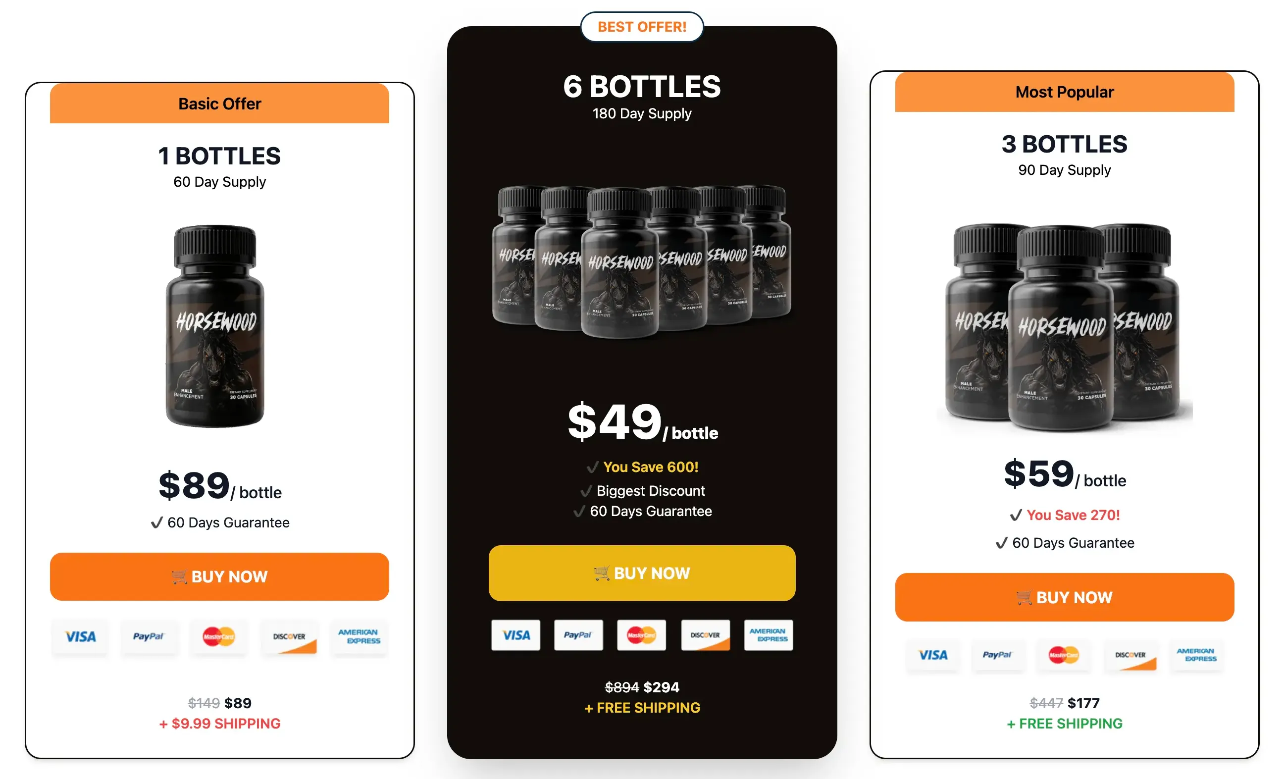 Horsewood pricing packages — 6-bottle best value with free bonuses